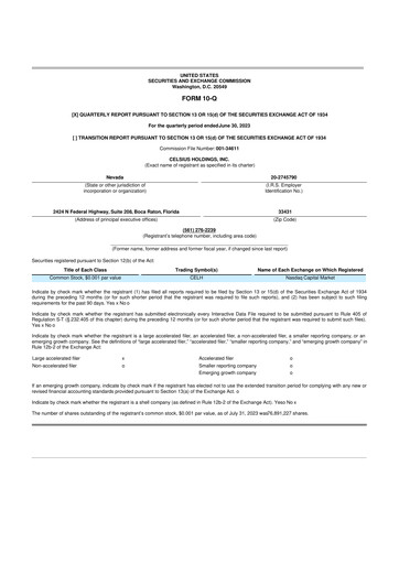 Thumbnail Celsius Holdings
 10-Q Quarterly Report FY2023 
