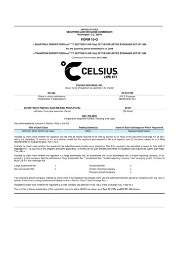 Thumbnail Celsius Holdings
 10-Q Quarterly Report FY2024 
