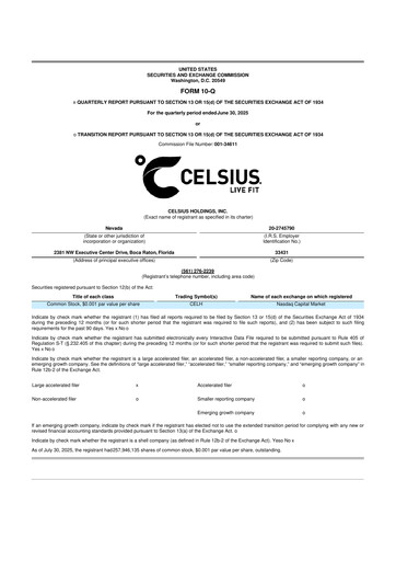 Thumbnail Celsius Holdings
 10-Q Quarterly Report FY2025 