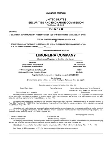 Thumbnail Limoneira
 10-Q Quarterly Report FY 
