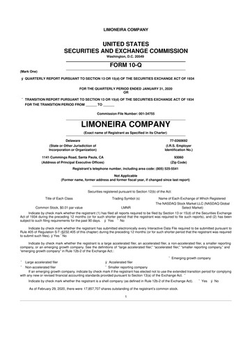 Thumbnail Limoneira
 10-Q Quarterly Report FY 