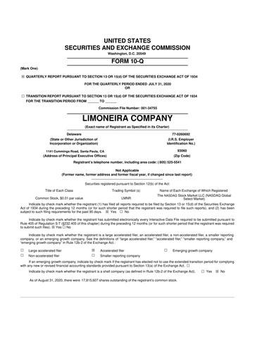 Thumbnail Limoneira
 10-Q Quarterly Report FY 