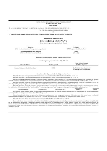 Thumbnail Limoneira
 10-K Annual Report 2021