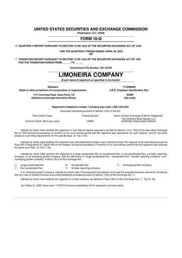 Thumbnail Limoneira
 10-Q Quarterly Report FY 
