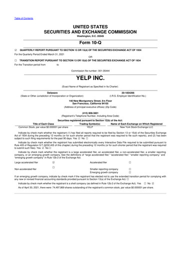 Miniature Yelp 10-Q Rapport trimestriel 2021 