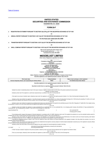 Thumbnail Mesoblast
 20-F Annual Report 2026