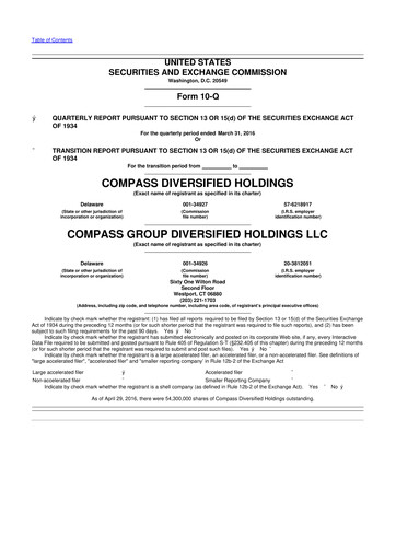 Thumbnail Compass Diversified Holdings 10-Q Quarterly Report FY2016 