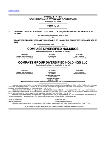 Thumbnail Compass Diversified Holdings 10-Q Quarterly Report FY2016 