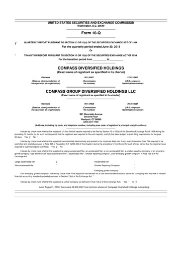 Thumbnail Compass Diversified Holdings 10-Q Quarterly Report FY2018 