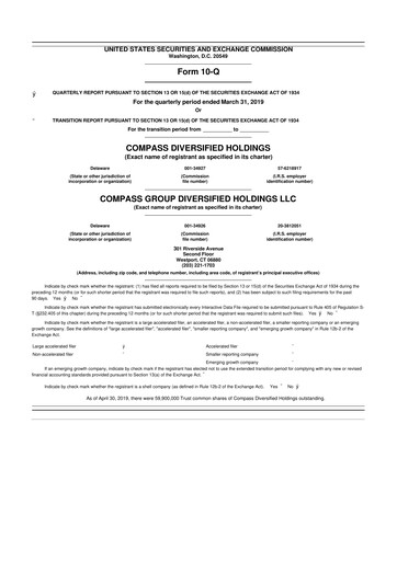 Thumbnail Compass Diversified Holdings 10-Q Quarterly Report FY2019 