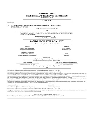 Thumbnail SandRidge Energy
 10-K Annual Report 2016