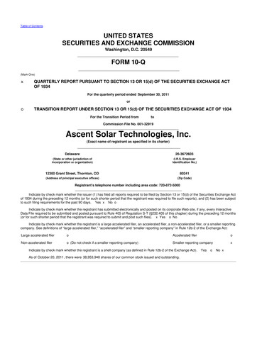 Thumbnail Ascent Solar Technologies 10-Q Quarterly Report FY 