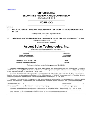 Thumbnail Ascent Solar Technologies 10-Q Quarterly Report FY 