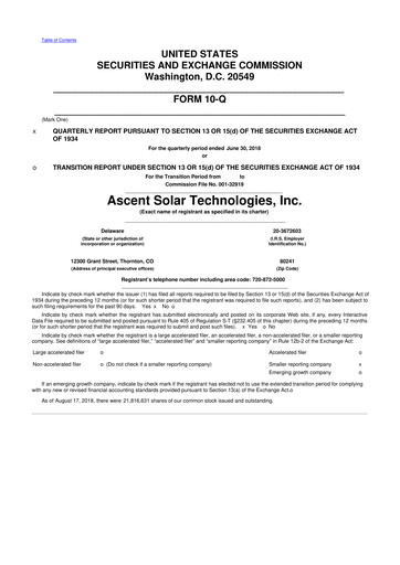 Thumbnail Ascent Solar Technologies 10-Q Quarterly Report FY 