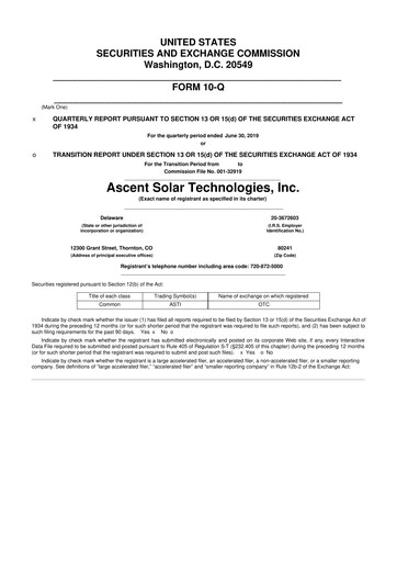 Thumbnail Ascent Solar Technologies 10-Q Quarterly Report FY 