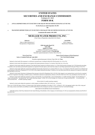 Thumbnail Mueller Water Products
 10-K Annual Report 2011