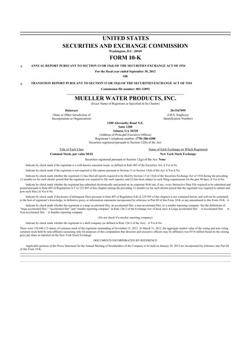 Thumbnail Mueller Water Products
 10-K Annual Report 2012