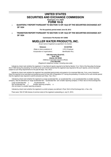 Miniature Mueller Water Products
 10-Q Rapport trimestriel 2013 