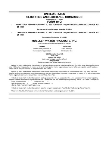 Miniature Mueller Water Products
 10-Q Rapport trimestriel 2017 
