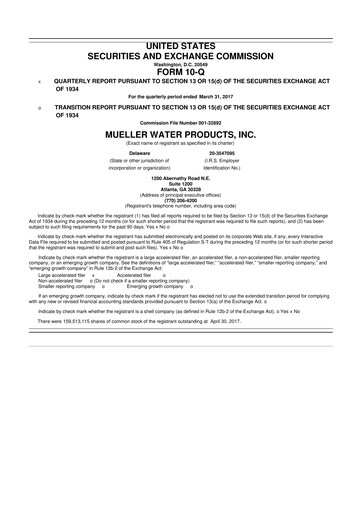 Miniature Mueller Water Products
 10-Q Rapport trimestriel 2017 