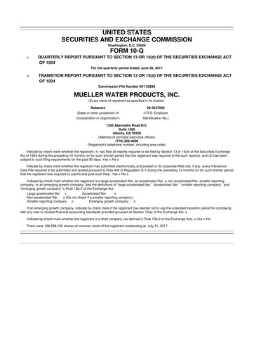 Miniature Mueller Water Products
 10-Q Rapport trimestriel 2017 