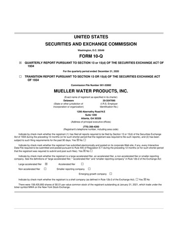 Miniature Mueller Water Products
 10-Q Rapport trimestriel 2021 