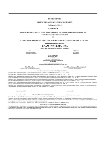 Thumbnail EPAM Systems
 10-K Annual Report 2014