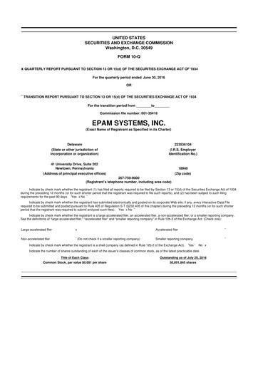 Vorschaubild EPAM Systems
 10-Q Quartalsbericht 2016 