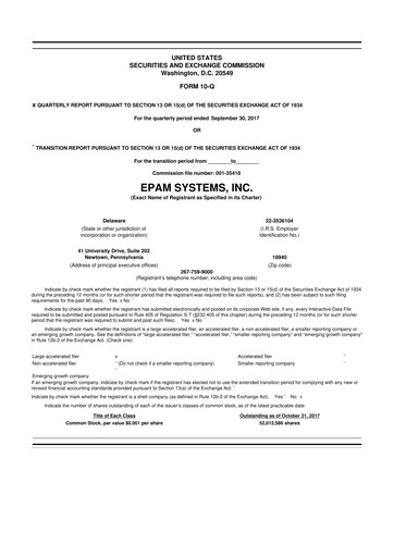 Vorschaubild EPAM Systems
 10-Q Quartalsbericht 2017 