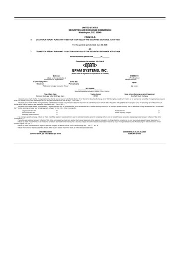 Vorschaubild EPAM Systems
 10-Q Quartalsbericht 2025 