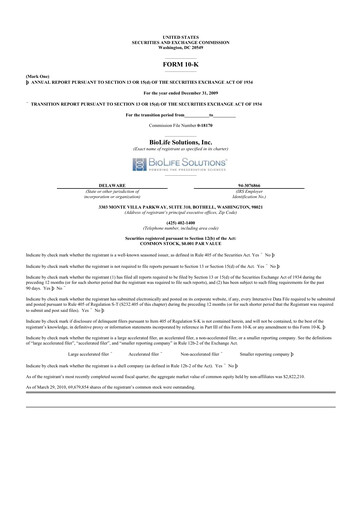 Thumbnail Biolife Solutions
 10-K Annual Report 