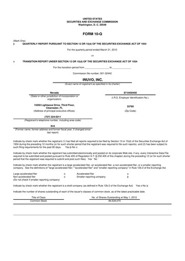 Miniature Inuvo 10-Q Rapport trimestriel  