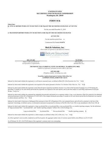 Thumbnail Biolife Solutions
 10-K Annual Report 