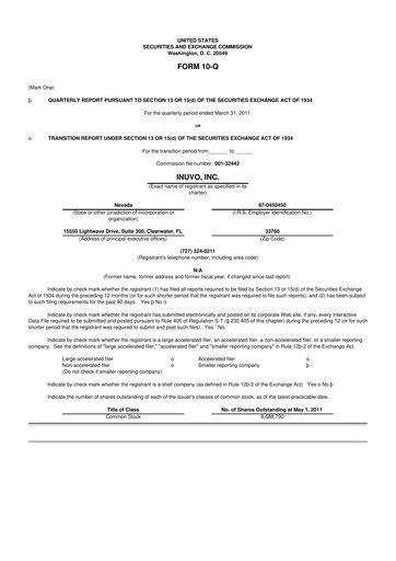 Miniature Inuvo 10-Q Rapport trimestriel 2011 