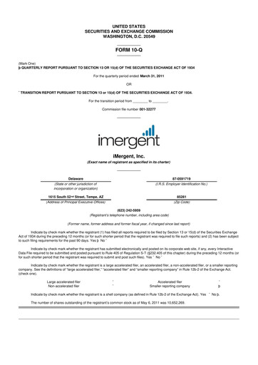 Vorschaubild Crexendo 10-Q Quartalsbericht 2011 