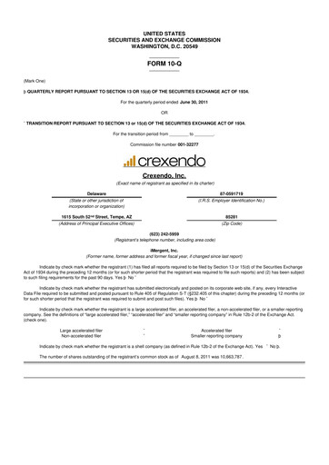 Vorschaubild Crexendo 10-Q Quartalsbericht 2011 