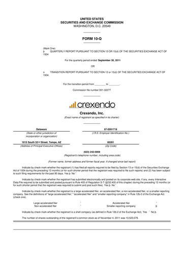 Vorschaubild Crexendo 10-Q Quartalsbericht 2011 