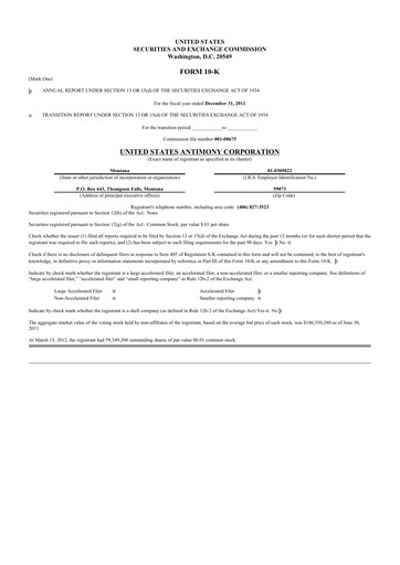 Thumbnail United States Antimony Corporation 10-K Annual Report 2011