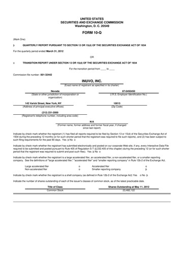 Miniature Inuvo 10-Q Rapport trimestriel 2012 