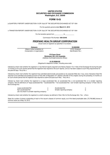 Thumbnail Propanc Biopharma 10-Q Quarterly Report FY2012 