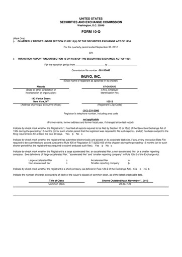Miniature Inuvo 10-Q Rapport trimestriel 2012 