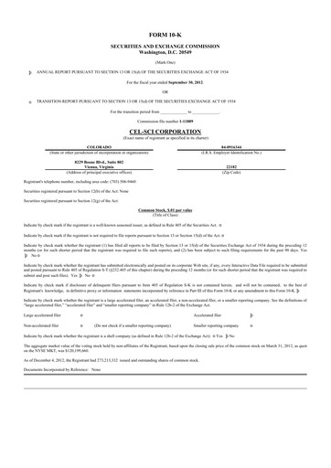 Thumbnail Cel-Sci

 10-K Annual Report 2012