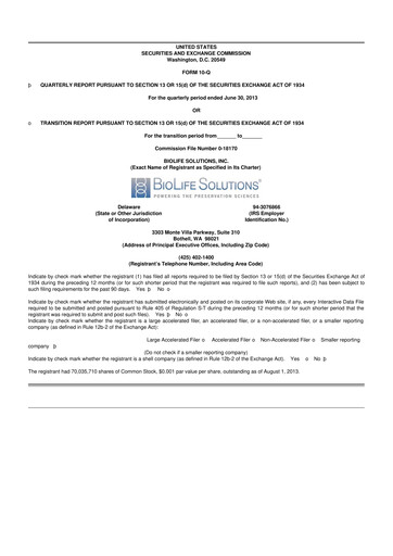 Thumbnail Biolife Solutions
 10-Q Quarterly Report FY 