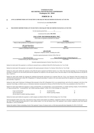 Thumbnail Palatin Technologies 10-K Annual Report 2013