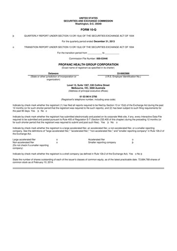 Thumbnail Propanc Biopharma 10-Q Quarterly Report FY2014 
