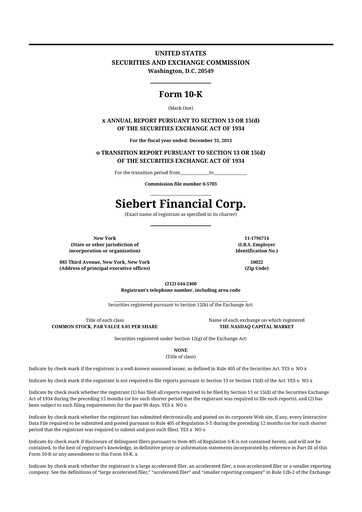 Thumbnail Siebert Financial 10-K Annual Report 2013