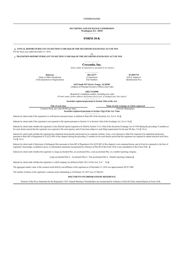 Thumbnail Crexendo 10-K Annual Report 2014