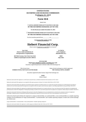 Thumbnail Siebert Financial 10-K Annual Report 2014