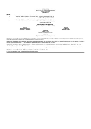 Vorschaubild Kingstone Companies 10-Q Quartalsbericht 2015 