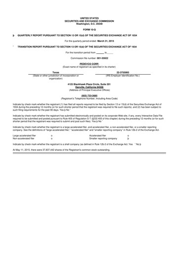 Thumbnail PEDEVCO
 10-Q Quarterly Report FY2015 